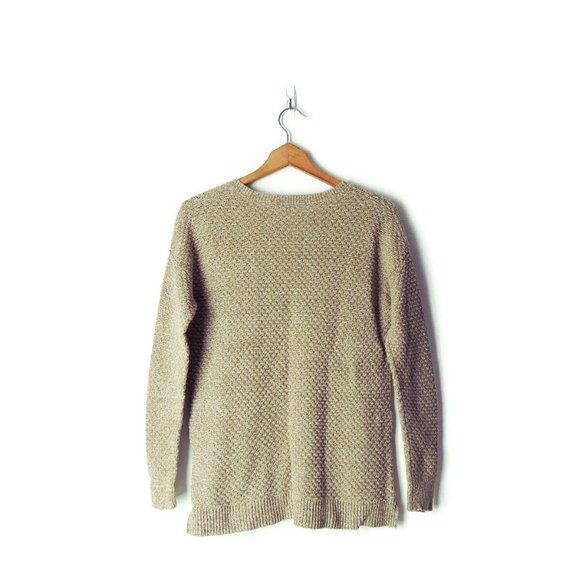 Madewell women's Landmark Texture Sweater Marled Umber zip sides top - Picture 2 of 6